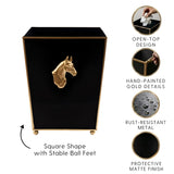 Regency Horse Head Square Wastebasket Black 9