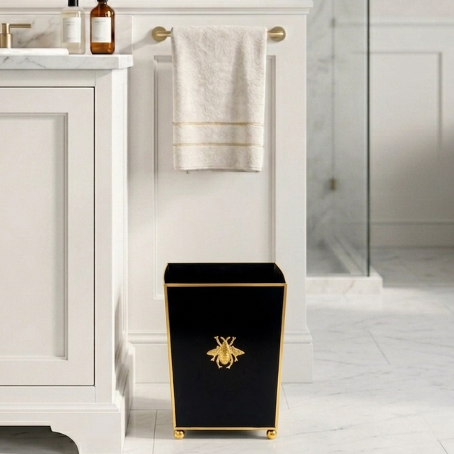 Regency Bee Wastebasket Black