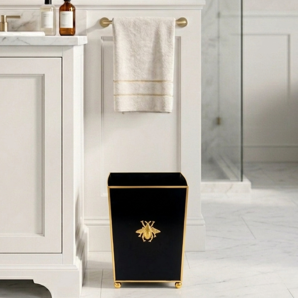 Regency Bee Wastebasket Black