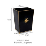 Regency Bee Wastebasket Black