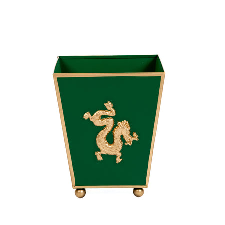 Regency Dragon Square Wastebasket - Emerald Green