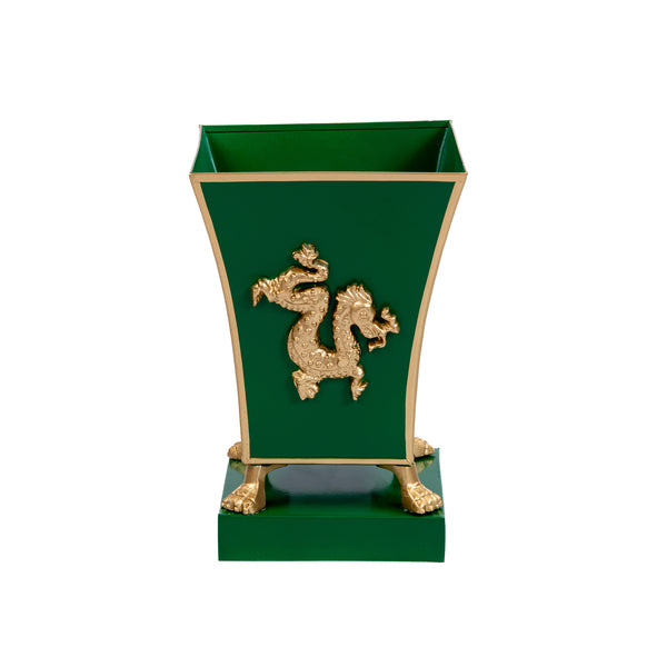 Regency Dragon Fluted Square Cachepot Planter 6 - Emerald Green