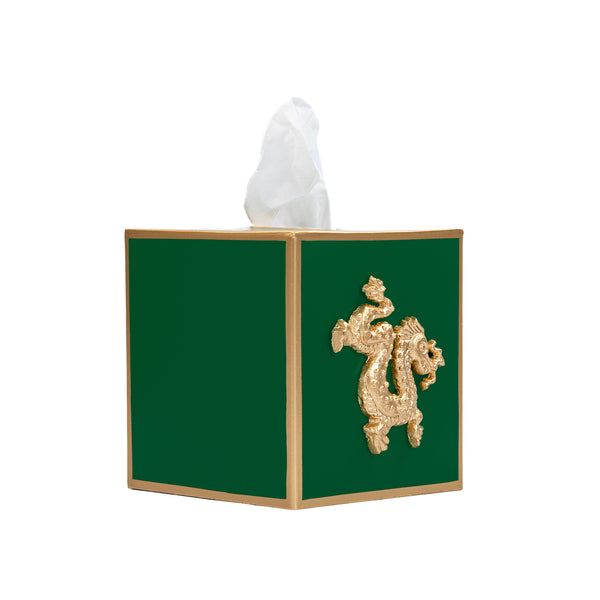 Regency Dragon Tissue Box Cover - Emerald Green