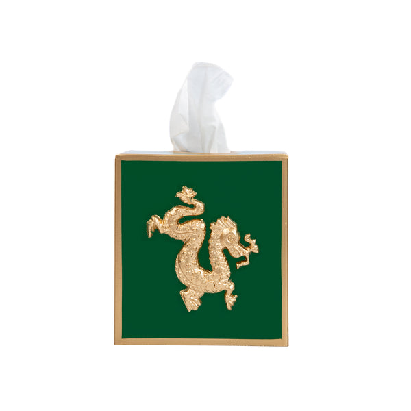 Regency Dragon Tissue Box Cover - Emerald Green