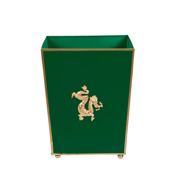 Regency Dragon Square Wastebasket - Emerald Green