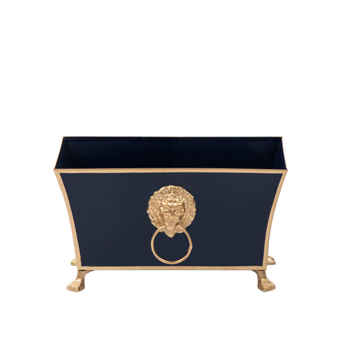 Regency Fluted Rectangle Paws & Claws Cachepot - Indigo