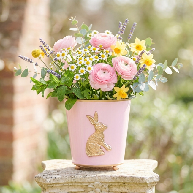 Regency Rabbit Round Cachepot Planter Light Pink