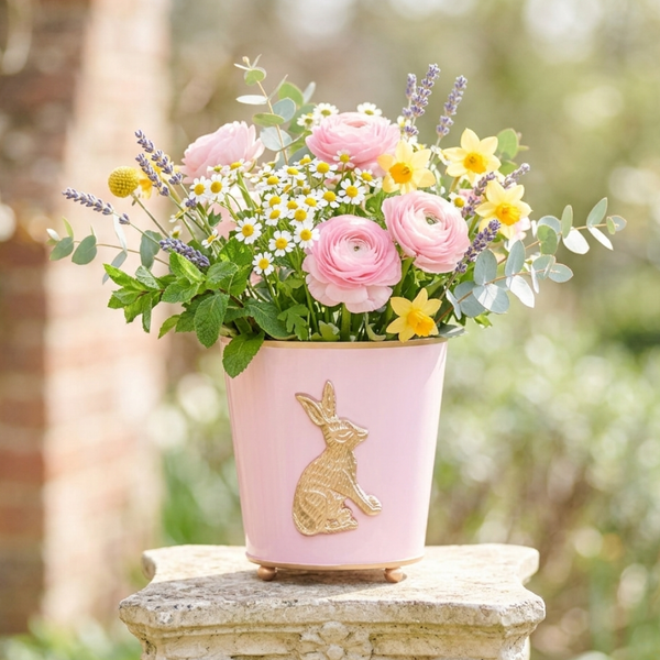 Regency Rabbit Round Cachepot Planter Light Pink
