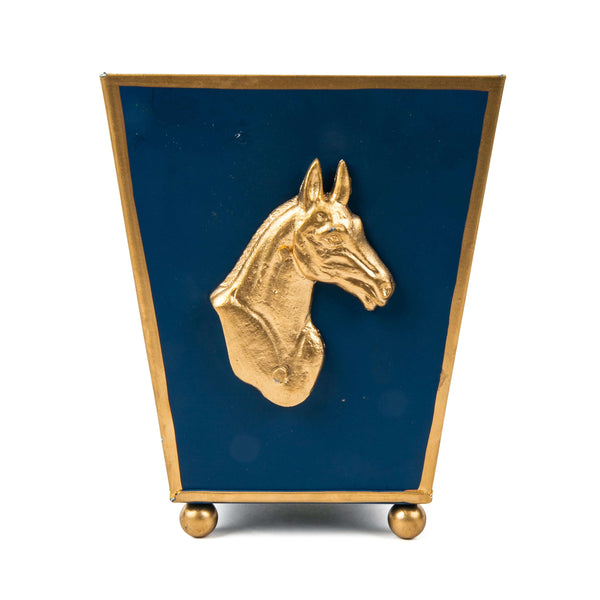 Regency Horse Head Square Cachepot Planter Navy - Avail 5/15