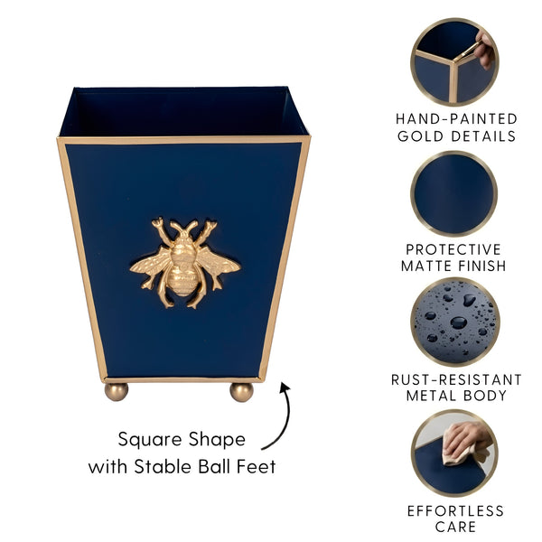 Regency Bee Square Cachepot Planter Navy