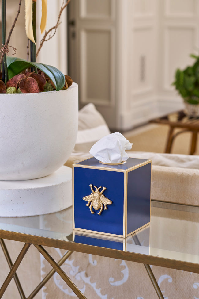 Regency Bee Tissue Box Cover Navy