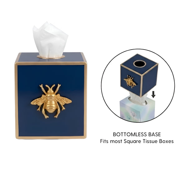 Regency Bee Tissue Box Cover Navy