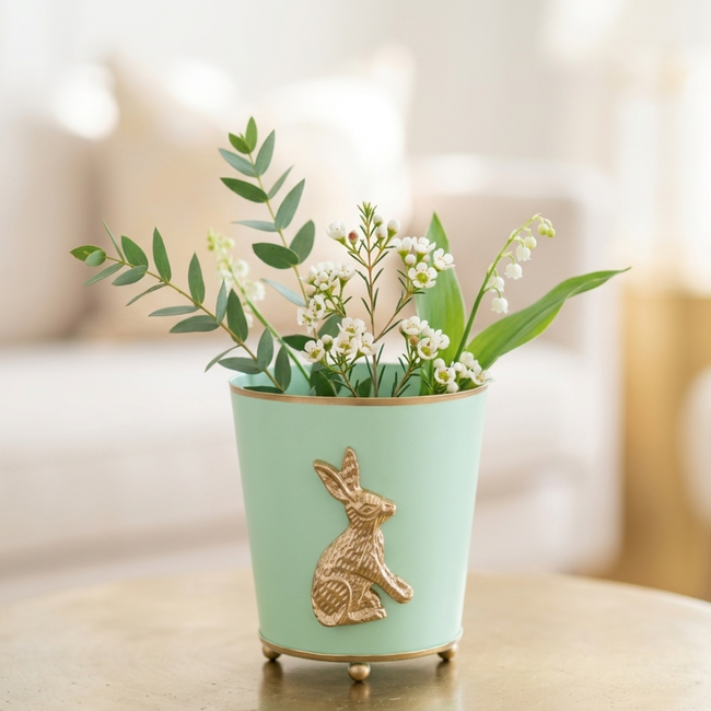 Regency Rabbit Round Cachepot Planter Pistachio