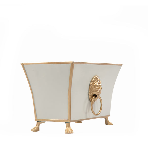 Regency Fluted Rectangle Paws & Claws Cachepot - Taupe