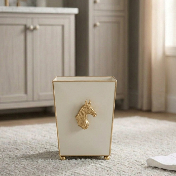 Regency Horse Head Square Wastebasket 9 - Taupe