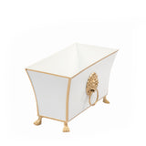 Regency Fluted Rectangle Paws & Claws Cachepot - White