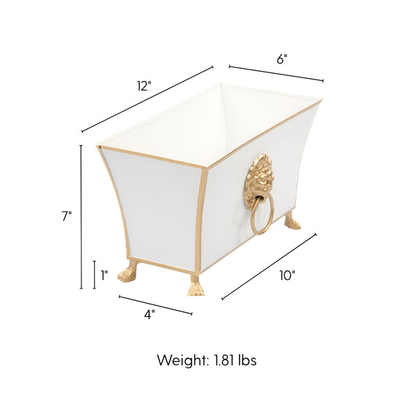 Regency Fluted Rectangle Paws & Claws Cachepot - White