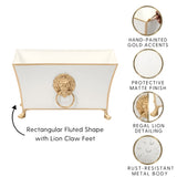 Regency Fluted Rectangle Paws & Claws Cachepot - White