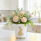 Regency Rabbit Round Cachepot Planter White