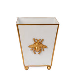 Regency Bee Square Cachepot Planter White