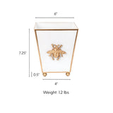 Regency Bee Square Cachepot Planter White