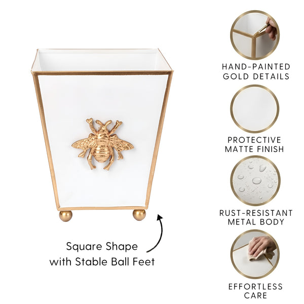 Regency Bee Square Cachepot Planter White