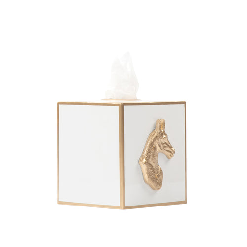 Regency Horse Head Tissue Box Cover - White