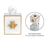 Regency Bee Tissue Box Cover White