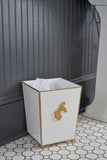 Regency Horse Head Square Wastebasket - White