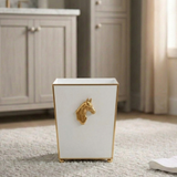 Regency Horse Head Square Wastebasket - White