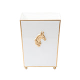 Regency Horse Head Square Wastebasket - White