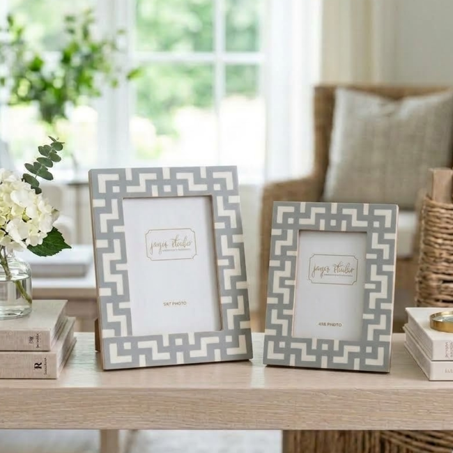 Greek Key Design Key Frame - Gray