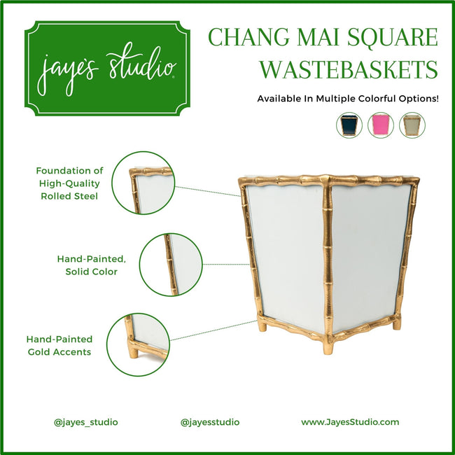 Mattie Chang Mai Square Wastebasket White