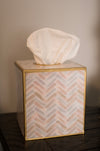 Herringbone Enameled Tissue Box Cover