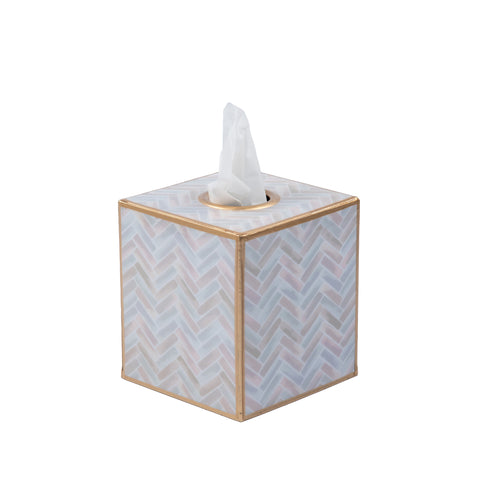 Herringbone Enameled Tissue Box Cover