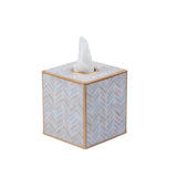 Herringbone Enameled Tissue Box Cover - Avail 8/1