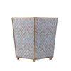 Herringbone Enameled Square Wastebasket