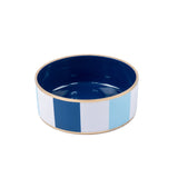 Cabana Stripe Enameled Pet Bowl - Blue & Light Blue