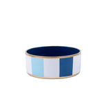 Cabana Stripe Enameled Pet Bowl - Blue & Light Blue