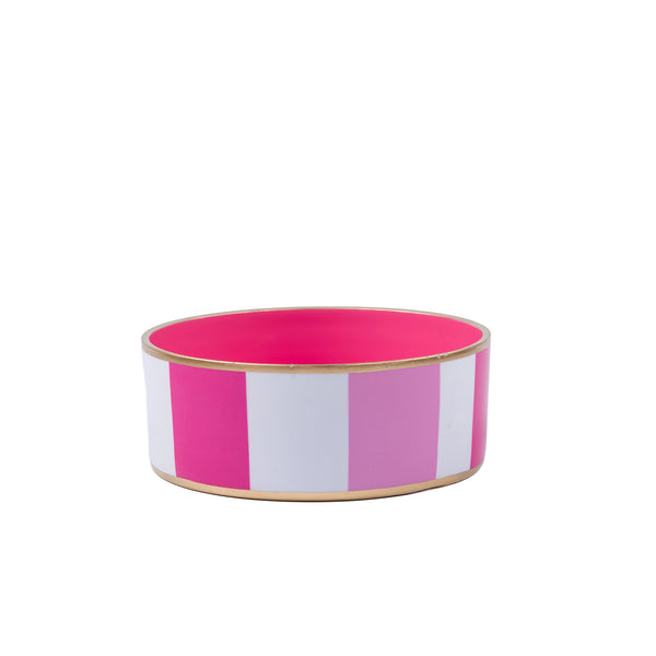 Cabana Stripe Enameled Pet Bowl - Pink & Light Pink