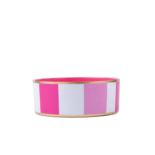 Cabana Stripe Enameled Pet Bowl - Pink & Light Pink
