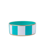 Block Stripe Enameled Pet Bowl - White & Turquoise