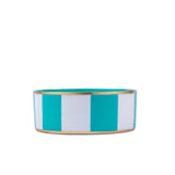 Block Stripe Enameled Pet Bowl - White & Turquoise