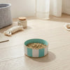 Block Stripe Enameled Pet Bowl - White & Turquoise