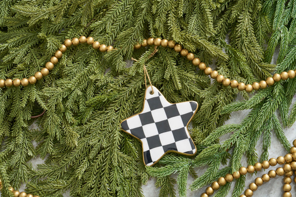 Checked Star Ornament - Black