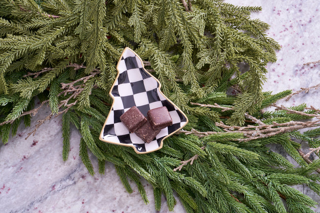 Checked Christmas Tray - Black