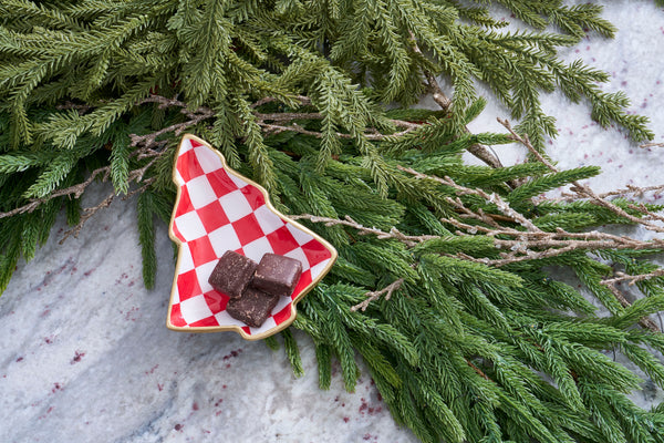 Checked Christmas Tray - Red