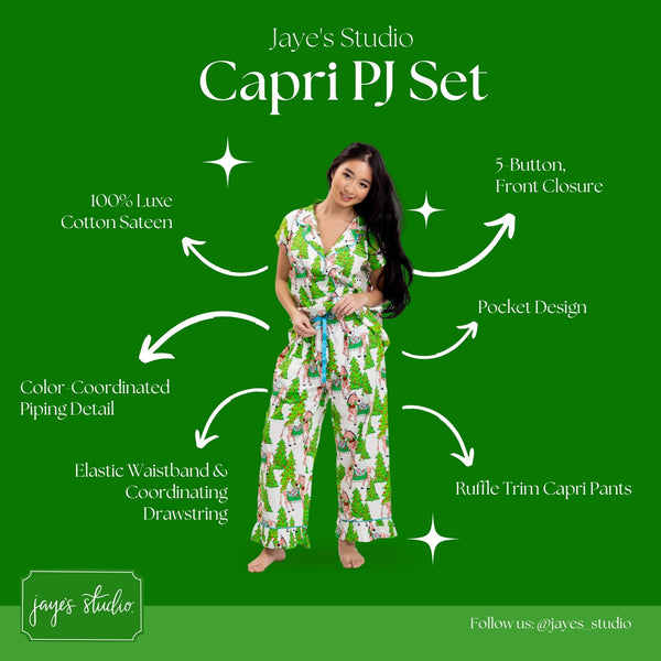 Safari Christmas Luxe Sateen Capri Pajama Set
