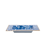 Palm Enameled Tori Trinket Tray - White & Blue