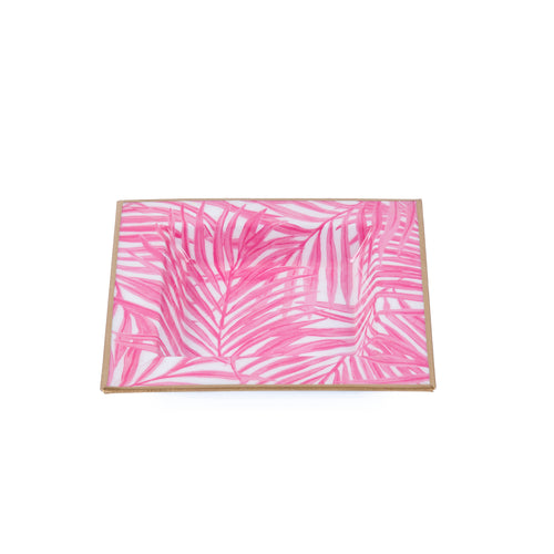 Palm Enameled Tori Trinket Tray - White & Pink